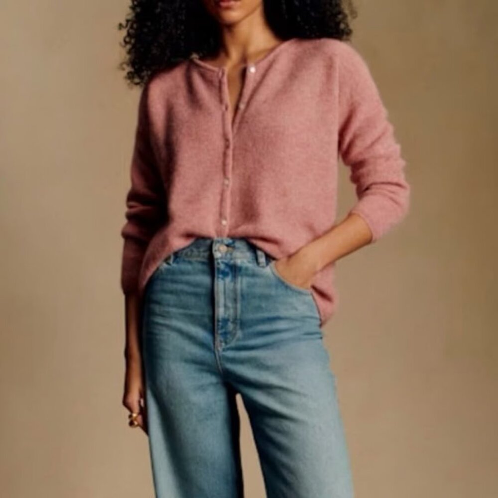 Sezane Gaspard Button Up Cardigan in Rosewood